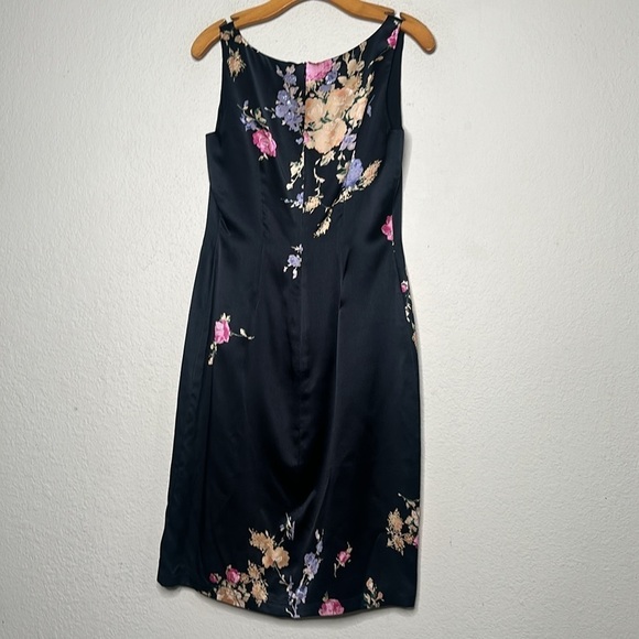 VTG 90s NKT Judy Lee 100% Silk Black Floral Dress Sz 4 Y2K Prom Cocktail Formal - Picture 13 of 13